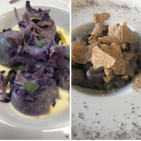 Gnocchi viola noci e tartufo